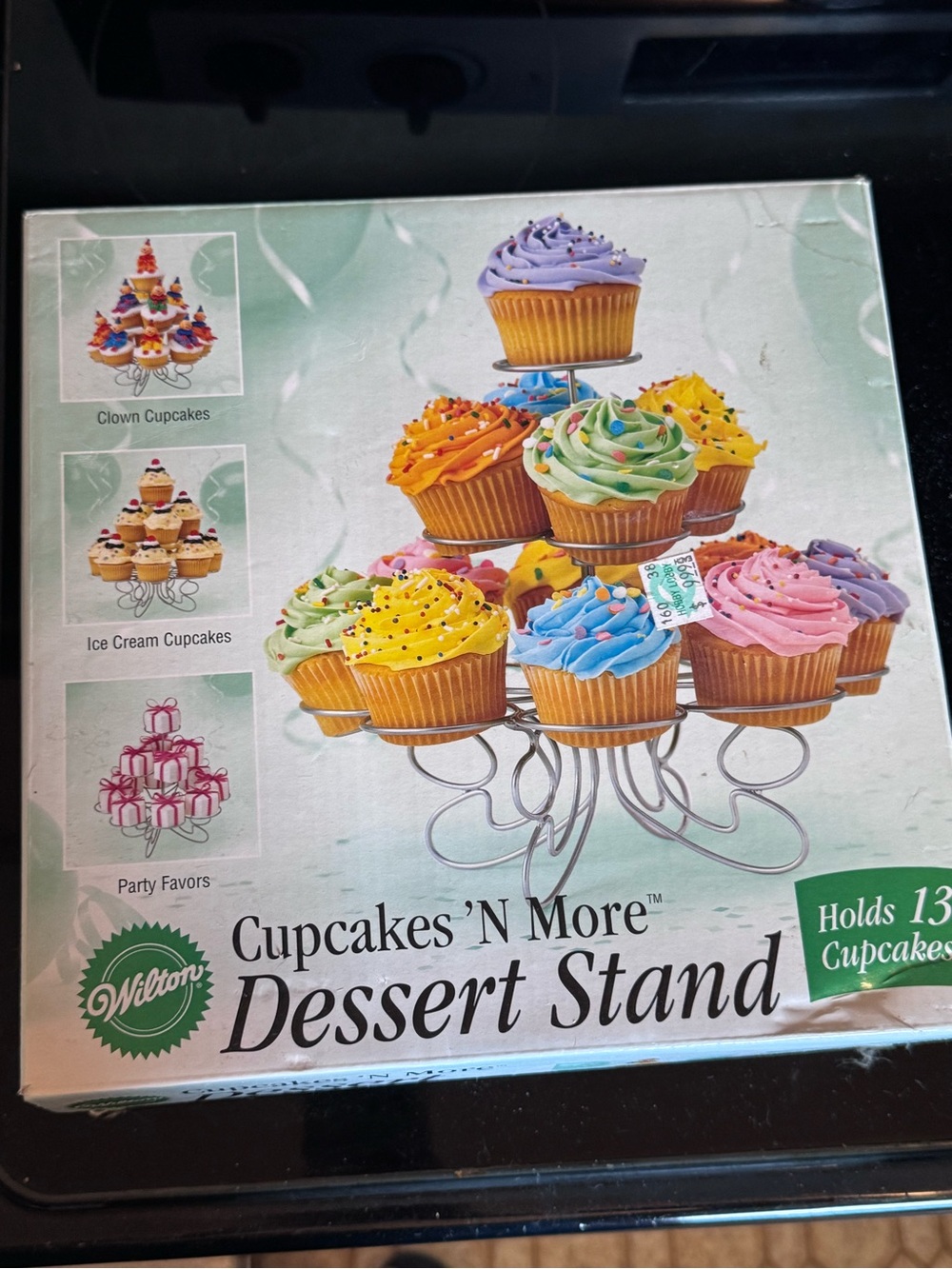 Wilton Dessert Stand with Colorful Frosted Cupcakes - Silver